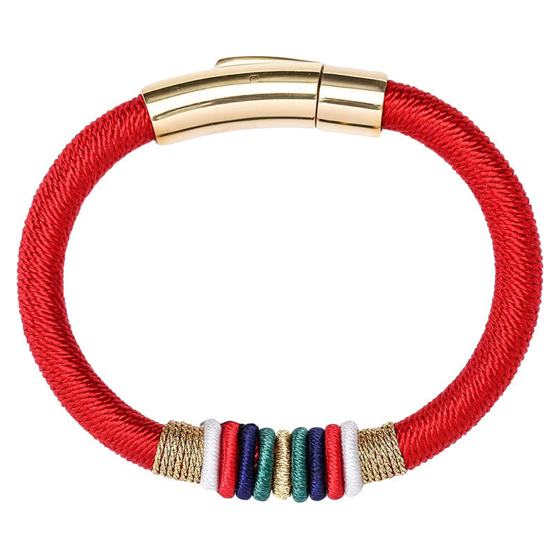 Fortune Jewel Tibetan Handmade Colorful King Kong Knot Five Elements Luck Braid String Bracelet