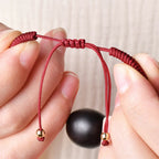 Fortune Jewel Ebony Wood Cat Head Pattern Peace King Kong Knot Braided Bracelet