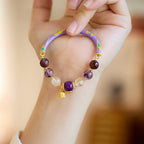 Fortune Jewel Purple Phantom Purple Jade Scripture Citrine Love Wisdom Bracelet Bangle