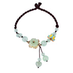 Fortune Jewel Flower Jade Butterfly Luck Abundance Charm Anklet