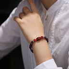 Fortune Jewel Natural Garnet Red Agate Protection Triple Layer Bracelet