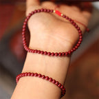 Fortune Jewel Natural Cinnabar Blessing Red String Braided Bracelet Anklet