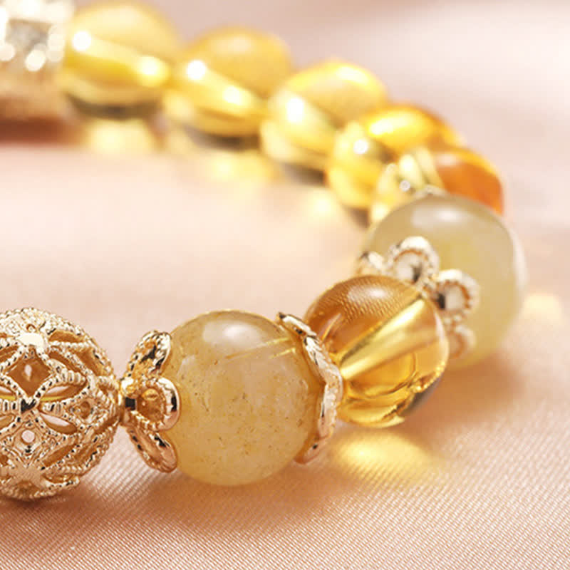 Fortune Jewel Citrine Generosity Prosperity Beaded Bracelet
