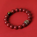 Fortune Jewel 925 Sterling Silver Chinese Zodiac Natal Buddha Cinnabar Om Mani Padme Hum Calm Bracelet