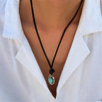 Fortune Jewel Round Turquoise Stone Protection Strength Necklace Pendant