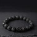 Fortune Jewel Lava Rock Ebony Wood Tiger Eye Support Healing Bracelet