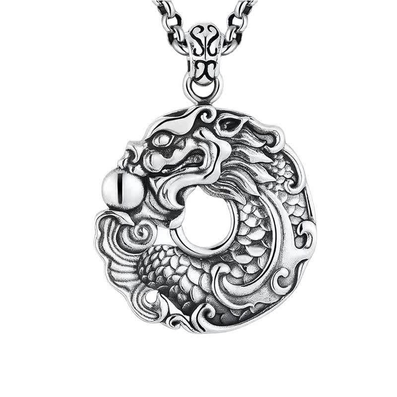 Fortune Jewel Koi Fish Dragon Peace Buckle Wealth Necklace Pendant Fortune Jewel