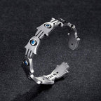 Fortune Jewel 925 Sterling Silver Hamsa Symbol Zircon Adjustable Ring