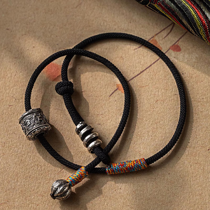 Fortune Jewel Tibetan Om Mani Padme Hum Carved Amulet Double Wrap Bracelet