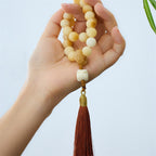 Fortune Jewel Natural Bodhi Seed Ivory Fruit Dancing Lion Charm Harmony Tassel Wrist Mala