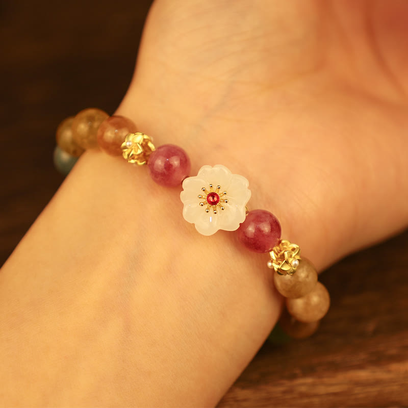 Fortune Jewel Colorful Tourmaline Jade Flowers Love Bracelet