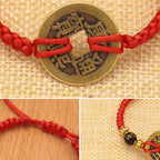 Fortune Jewel Copper Coin Fortune Red String Weave Bracelet