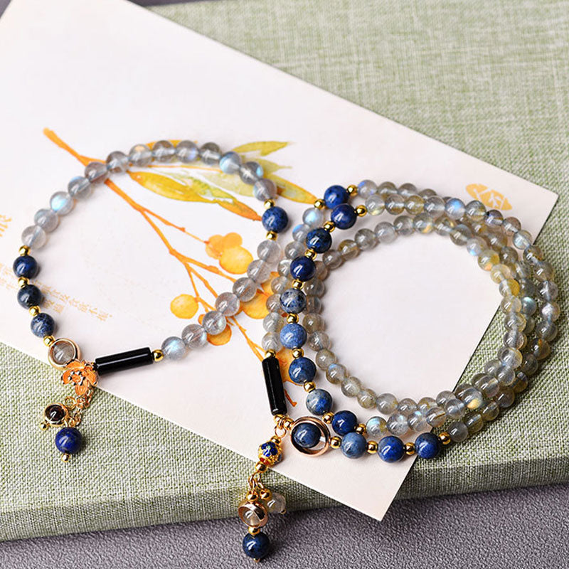 Fortune Jewel Moonstone Lazurite Calm Healing Positive Bracelet