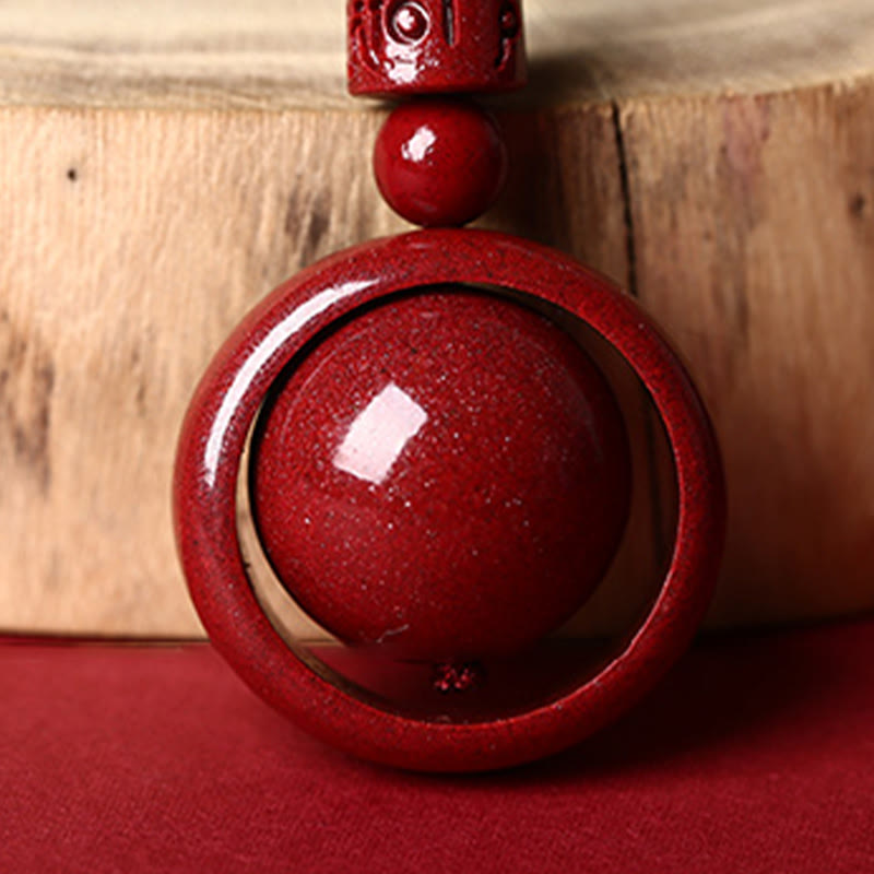 Fortune Jewel Cinnabar Om Mani Padme Hum PiXiu Blessing Lucky Bead Necklace Pendant