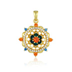 Fortune Jewel 925 Sterling Silver Lotus Flower Colorful Zircon New Beginning Necklace Pendant Fortune Jewel