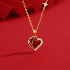 S925 Sterling Silver Year of the Horse Jewelry – Heart-shaped Diamond-Embedded Necklace, Bracelet, and Earrings