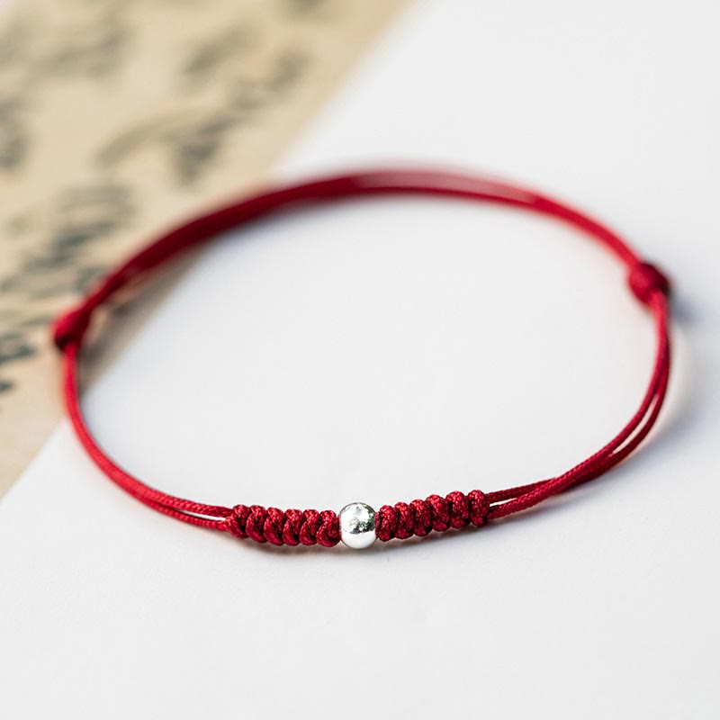 Fortune Jewel 925 Sterling Silver Luck Bead Protection Red String Braided Bracelet