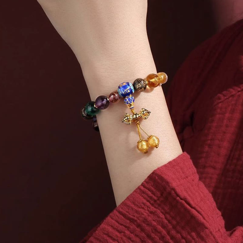 Fortune Jewel Tibetan Colorful Incense Ash Liuli Glass Bead Om Mani Padme Hum Dorje Vajra 18 Beads Wrist Mala