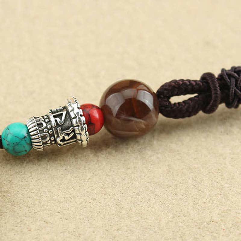 Fortune Jewel Tibet God of Wealth Thangka Ebony Peace Necklace Pendant