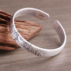 Fortune Jewel 999 Sterling Silver Buddha Head Heart Sutra Serenity Bracelet Bangle