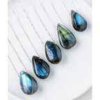 Fortune Jewel Labradorite Water Drop Support Healing Necklace Pendant