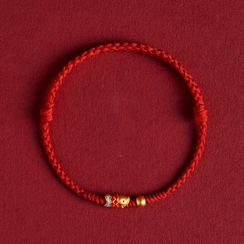 Fortune Jewel 925 Sterling Silver Handmade Koi Fish Wealth Success Braided Rope Bracelet
