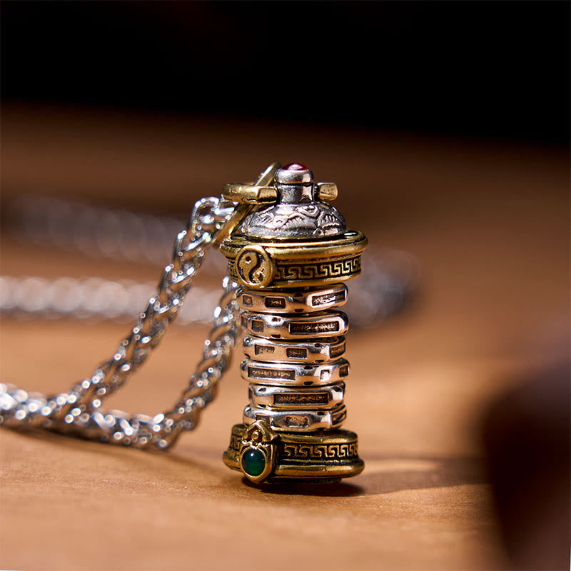 Fortune Jewel Yin Yang Tower Copper Balance Rotatable Necklace Pendant Fortune Jewel