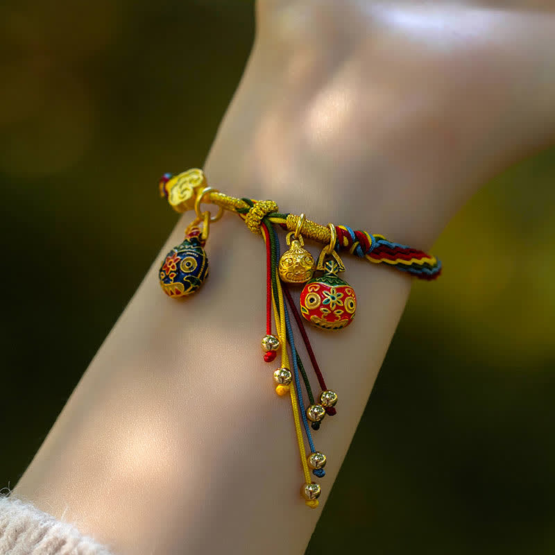 Fortune Jewel Gold Swallowing Beast Family Luck Reincarnation Knot Colorful String Bracelet
