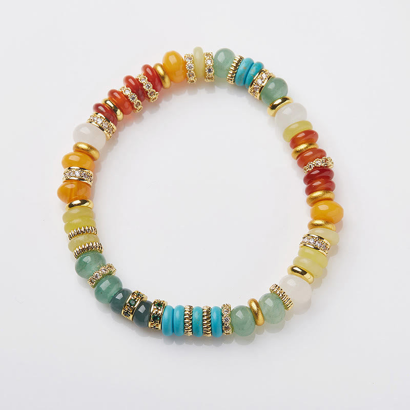 Fortune Jewel Natural Red Agate Jade Rainbow Confidence Bracelet