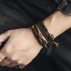 Fortune Jewel Rainbow Obsidian Ebony Wood Copper Positive Multilayer Bracelet
