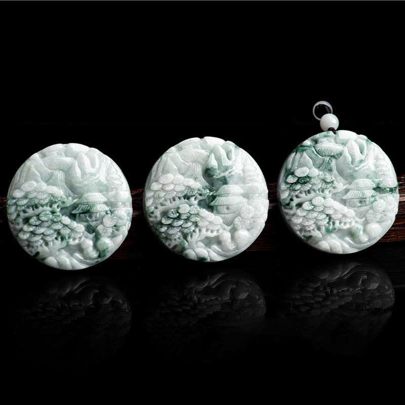 Fortune Jewel Mountain Landscape Jade Abundance String Necklace