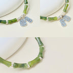 Fortune Jewel 925 Sterling Silver Bamboo Jade Lucky Cat Fu Character Luck Abundance Bracelet
