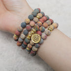 Fortune Jewel 108 Mala Beads Picasso Jasper Stone Courage Energy Bracelet