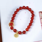 Fortune Jewel Natural Red Agate Blessing Letter Confidence Bracelet