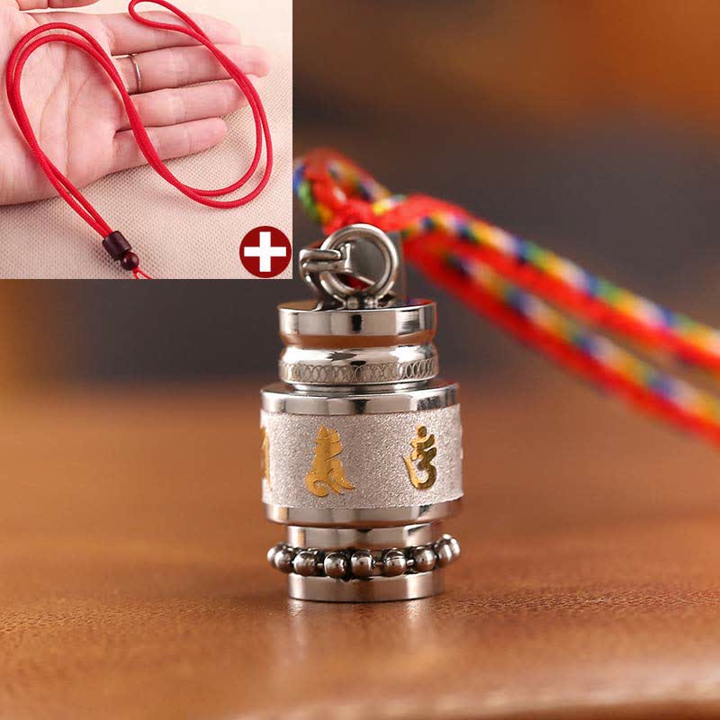 Fortune Jewel Tibet Om Mani Padme Hum Shurangama Mantra Titanium Steel Wisdom Amulet Necklace Pendant
