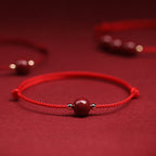 Fortune Jewel Natural Lucky Cinnabar Bead Blessing String Bracelet Anklet