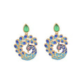 Fortune Jewel Natural White Peacock Green Agate Fortune Earrings