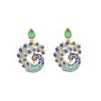Fortune Jewel Natural White Peacock Green Agate Fortune Earrings
