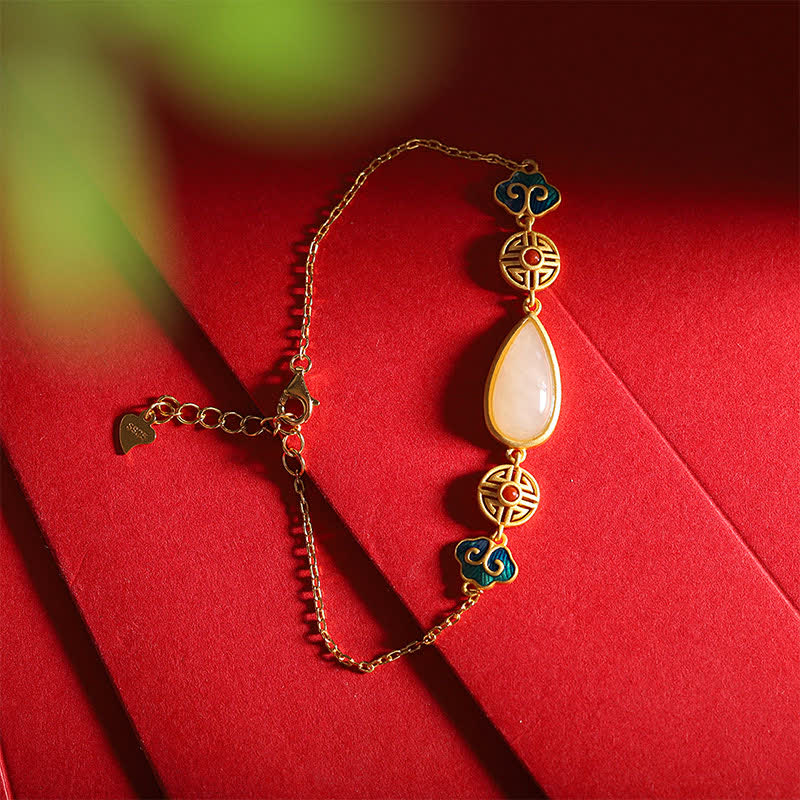 Fortune Jewel 925 Sterling Silver Hetian White Jade Water Drop Chain Necklace Pendant Bracelet