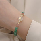 Fortune Jewel Natural Green Strawberry Quartz Chalcedony Flower Gratitude Bracelet