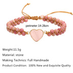 Natural Rhodonite Love Heart Healing Bracelet