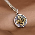 Fortune Jewel 925 Sterling Silver Double Dorje Vajra Blessing Necklace Pendant