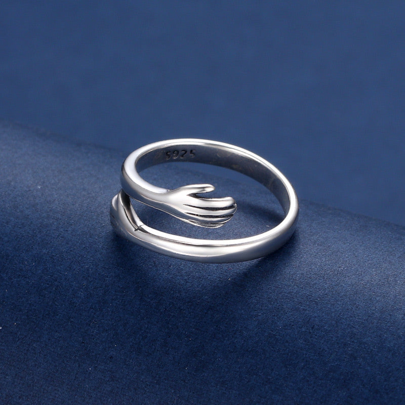 Fortune Jewel 925 Sterling Silver Love Hug Thumb Ring