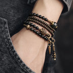 Fortune Jewel Rainbow Obsidian Ebony Wood Copper Positive Multilayer Bracelet