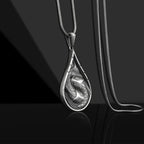 Fortune Jewel Double Lucky Koi Fish Prosperity Pure Tin Water Drop Pattern Necklace Pendant