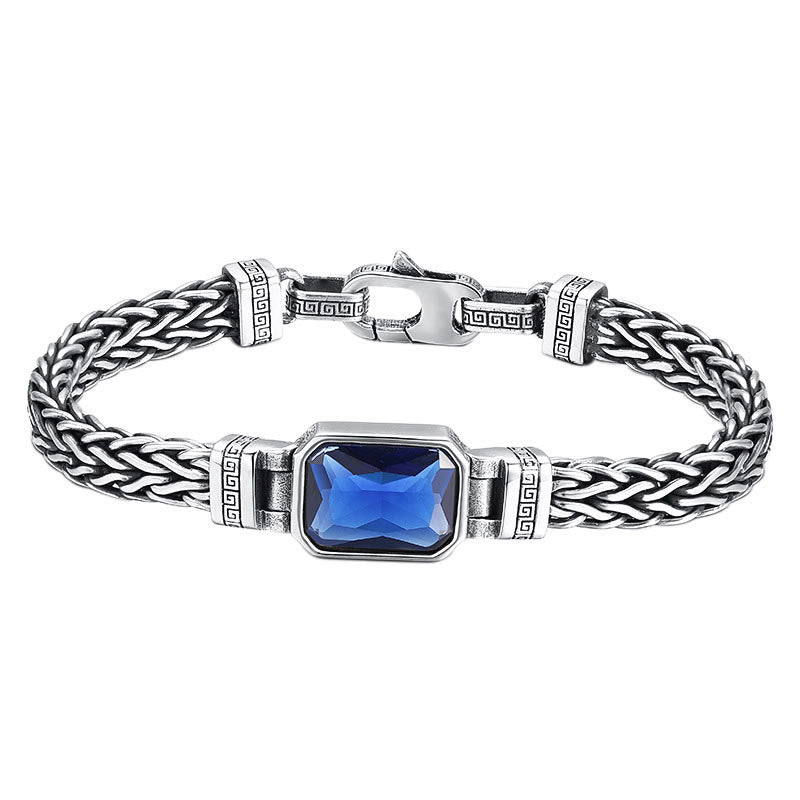 Fortune Jewel Retro Blue Acrylic Dragon Keel Braided Design Healing Wealth Buckle Bracelet