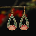 Fortune Jewel Lotus Butterfly Flower Alloy Copper Enlightenment Drop Earrings