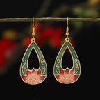 Fortune Jewel Lotus Butterfly Flower Alloy Copper Enlightenment Drop Earrings