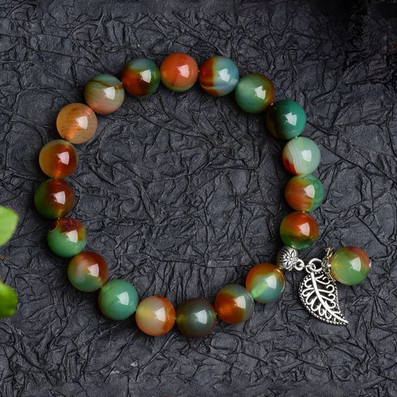 Fortune Jewel Tibetan Natural Green Agate Healing Bracelet