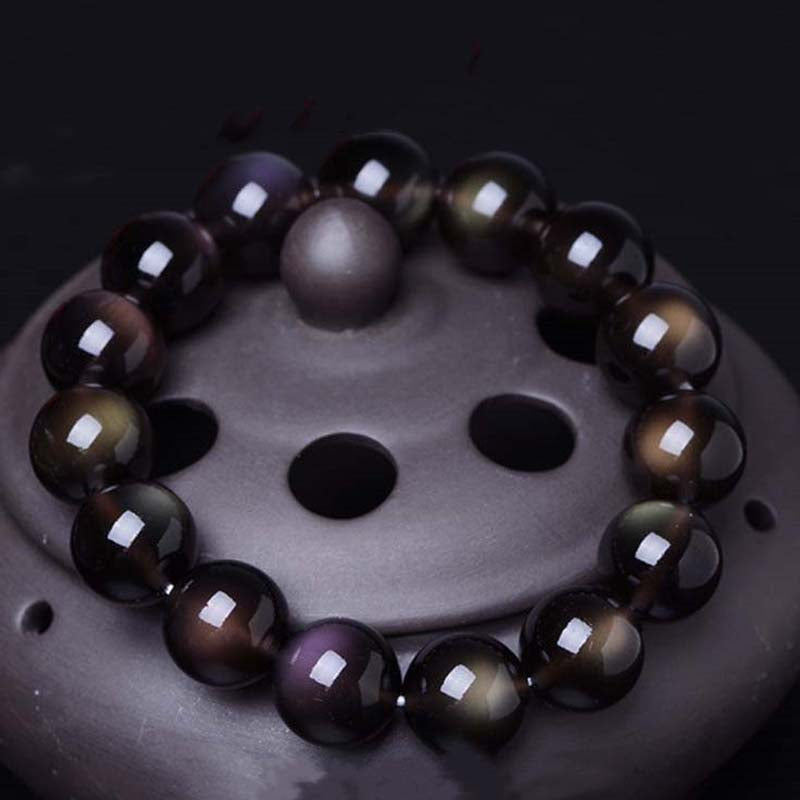 Fortune Jewel Natural Rainbow Obsidian Positive Bracelet